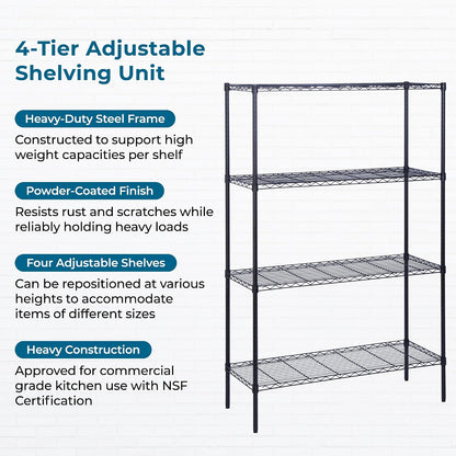 5-Tier Heavy Duty Adjustable Shelving Unit, 200-lb Per Shelf NSF Certified Metal Storage Rack, Chrome Wire Shelf for Garage Kitchen Pantry, 36 x 14 x 72 in
