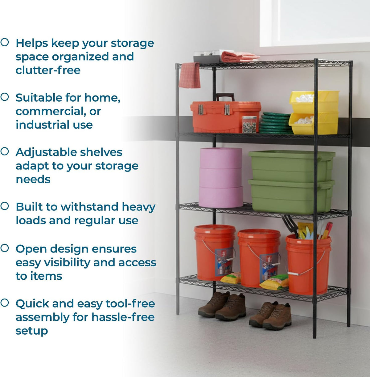5-Tier Heavy Duty Adjustable Shelving Unit, 200-lb Per Shelf NSF Certified Metal Storage Rack, Chrome Wire Shelf for Garage Kitchen Pantry, 36 x 14 x 72 in