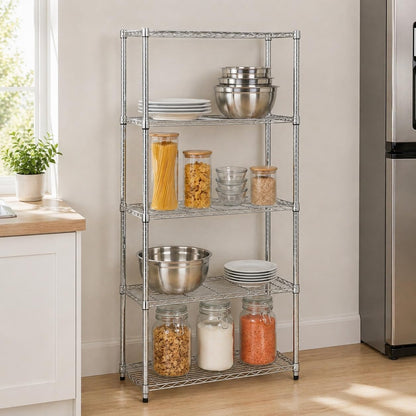 5-Tier Heavy Duty Adjustable Shelving Unit, 200-lb Per Shelf NSF Certified Metal Storage Rack, Chrome Wire Shelf for Garage Kitchen Pantry, 36 x 14 x 72 in