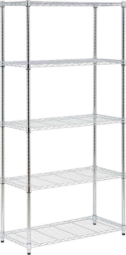 5-Tier Heavy Duty Adjustable Shelving Unit, 200-lb Per Shelf NSF Certified Metal Storage Rack, Chrome Wire Shelf for Garage Kitchen Pantry, 36 x 14 x 72 in