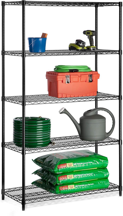 5-Tier Heavy Duty Adjustable Shelving Unit, 200-lb Per Shelf NSF Certified Metal Storage Rack, Chrome Wire Shelf for Garage Kitchen Pantry, 36 x 14 x 72 in
