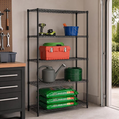 5-Tier Heavy Duty Adjustable Shelving Unit, 200-lb Per Shelf NSF Certified Metal Storage Rack, Chrome Wire Shelf for Garage Kitchen Pantry, 36 x 14 x 72 in