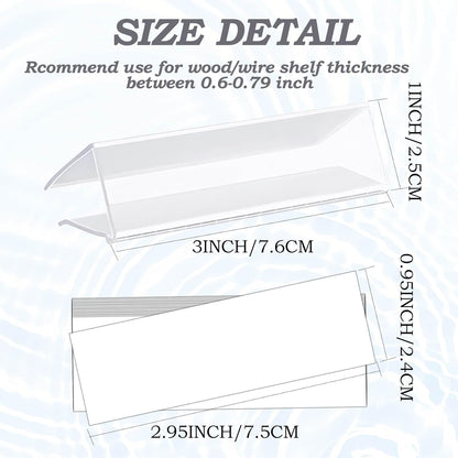 30-Pack Clear Plastic Shelf Label Holder Clips, Fits 0.6-0.78 inch Thick Wire & Wood Shelves, Includes 30 Blank Inserts for Retail Supermarket Organization