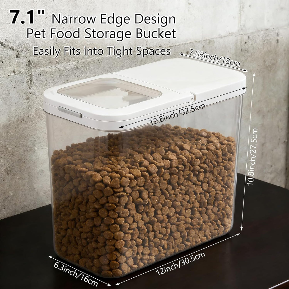 Pet Food Storage Container with Lid & Scooper 10-15lbs/12L Dog Food Storage Container Clear Airtight Cat Food Storage Container BPA Free Dog Treat Container Store Dry Food for Pantry Kitchen