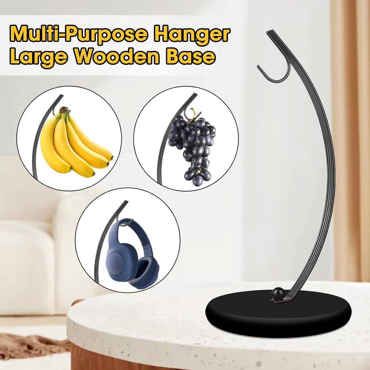 Banana Holder Stand - Banana Hanger (Modern, Black)