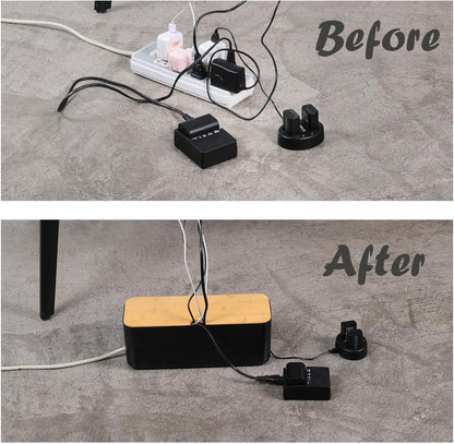 Changsuo Wall Mount Cable Management Box LargeCable Organizer Box for Extension Cord Power Stripe Surge Protector Wire Management Concealer Organizer Cover Hider for Desktop (Large, White)