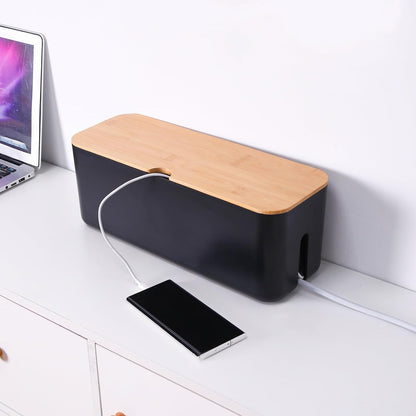 Changsuo Wall Mount Cable Management Box LargeCable Organizer Box for Extension Cord Power Stripe Surge Protector Wire Management Concealer Organizer Cover Hider for Desktop (Large, White)