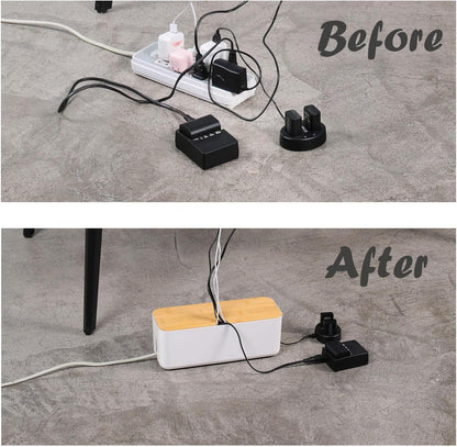 Changsuo Wall Mount Cable Management Box LargeCable Organizer Box for Extension Cord Power Stripe Surge Protector Wire Management Concealer Organizer Cover Hider for Desktop (Large, White)