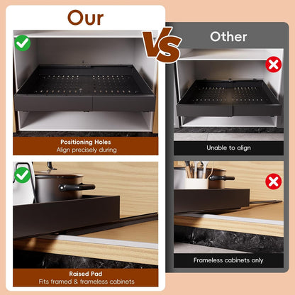 Pull Out Cabinet Organizer, 21" Deep Slide Out Drawers for Kitchen Cabinets, No Drill Adhesive Pull Out Drawers for Cabinets, Roll Out Shelves Adjustable Width 12.05"-20.4"