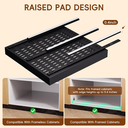 Pull Out Cabinet Organizer, 21" Deep Slide Out Drawers for Kitchen Cabinets, No Drill Adhesive Pull Out Drawers for Cabinets, Roll Out Shelves Adjustable Width 12.05"-20.4"
