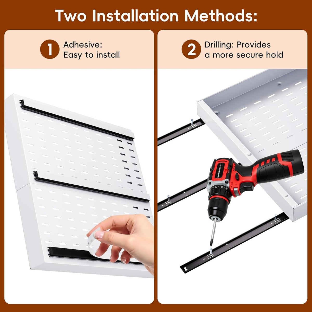 Pull Out Cabinet Organizer, 21" Deep Slide Out Drawers for Kitchen Cabinets, No Drill Adhesive Pull Out Drawers for Cabinets, Roll Out Shelves Adjustable Width 12.05"-20.4"