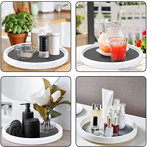 Lazy Susan Organizer, 2 Tier Non Skid Spice Rack Turntable,360 Degree Rotating Seasoning Organizer, 10-Inch Spinning Organizer for Pantry Cabinet, Kitchen, Countertop, Vanity Display Stand