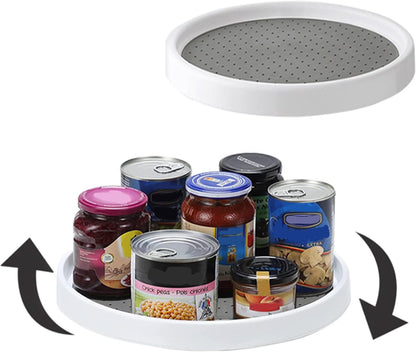 Lazy Susan Organizer, 2 Tier Non Skid Spice Rack Turntable,360 Degree Rotating Seasoning Organizer, 10-Inch Spinning Organizer for Pantry Cabinet, Kitchen, Countertop, Vanity Display Stand