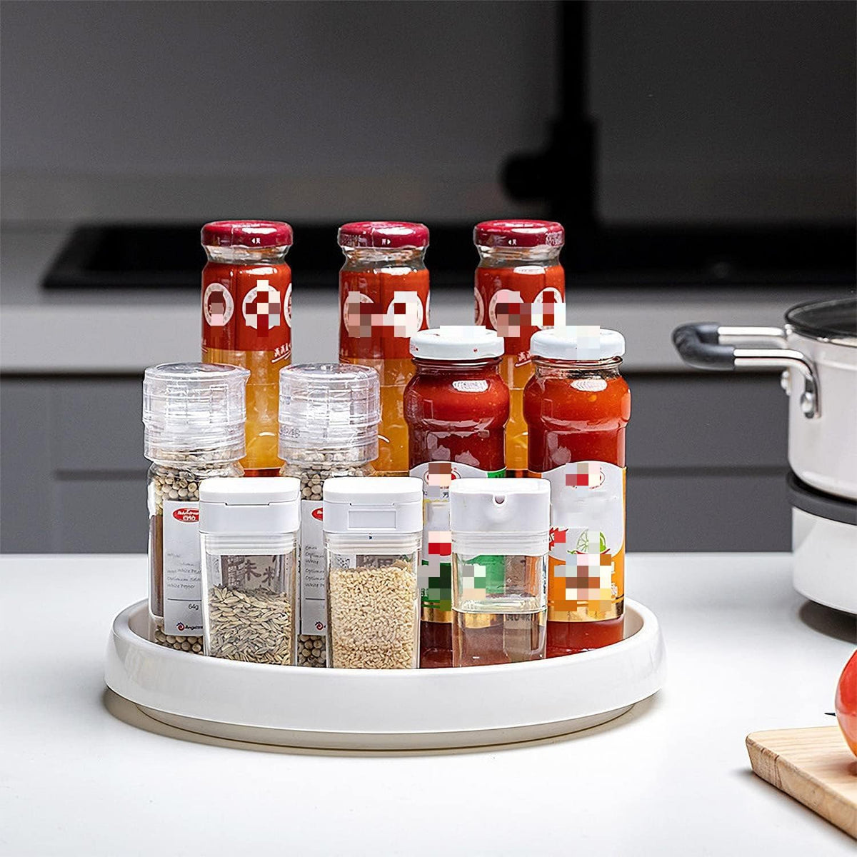 Lazy Susan Organizer, 2 Tier Non Skid Spice Rack Turntable,360 Degree Rotating Seasoning Organizer, 10-Inch Spinning Organizer for Pantry Cabinet, Kitchen, Countertop, Vanity Display Stand