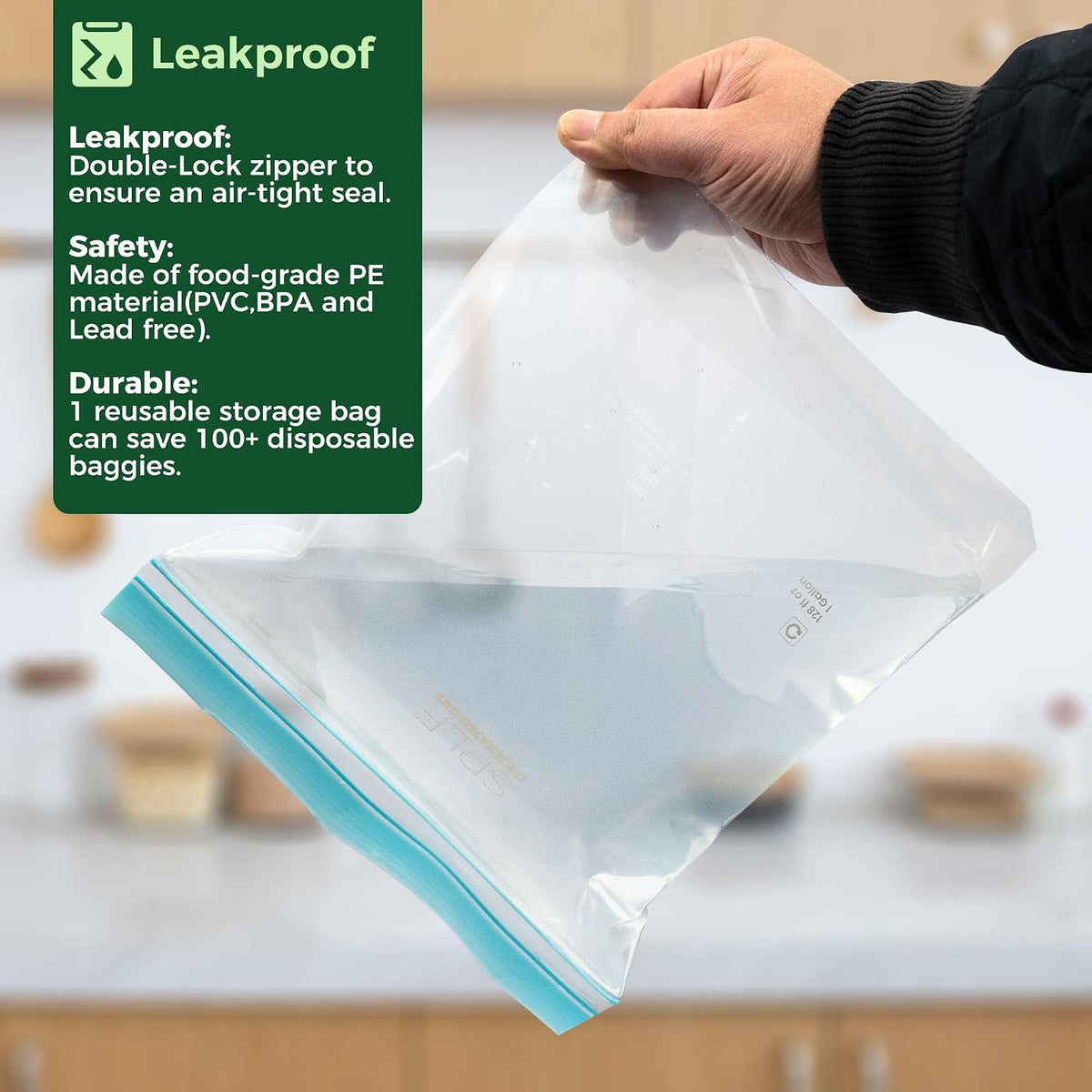 24 Pack Reusable Food Storage Bags Dishwasher Microwave Safe