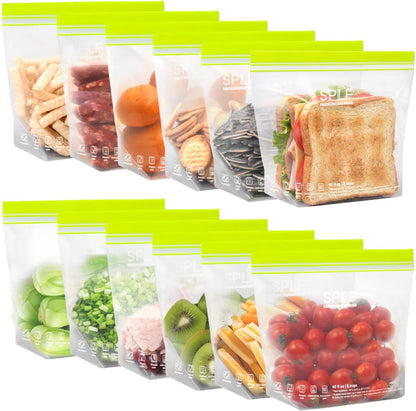 24 Pack Reusable Food Storage Bags Dishwasher Microwave Safe