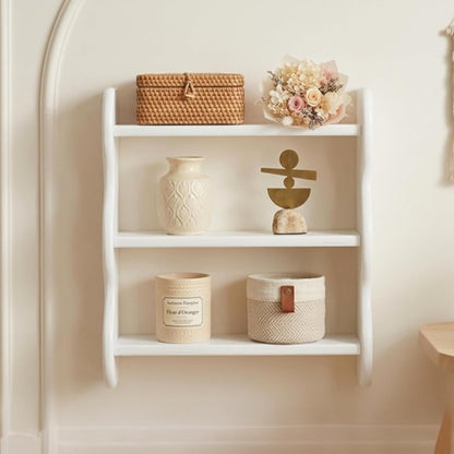 100% Solid Wood Wall Shelf 3-Tier, Rustic Floating Shelves Wall Mounted Storage Rack, Farmhouse Decor Hanging Shelf Display Shelves for Apartment, Living Room and Bedroom