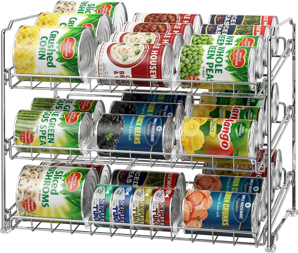 3-Tier Stackable Can Organizer Rack Hold 36 Cans, Chrome