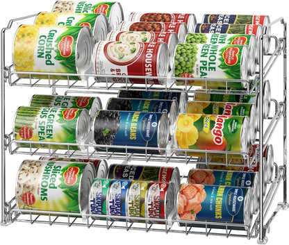 3-Tier Stackable Can Organizer Rack Hold 36 Cans, Chrome