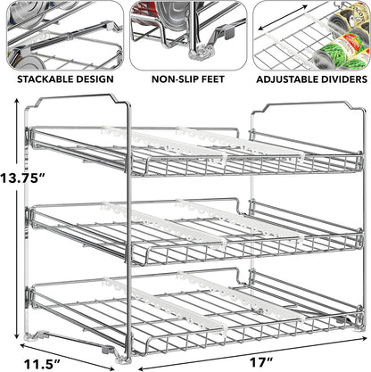 3-Tier Stackable Can Organizer Rack Hold 36 Cans, Chrome