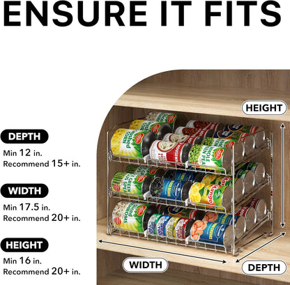 3-Tier Stackable Can Organizer Rack Hold 36 Cans, Chrome