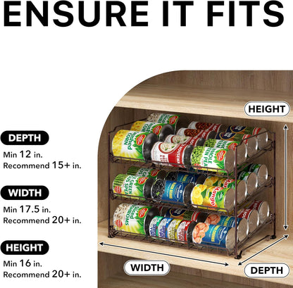 3-Tier Stackable Can Organizer Rack Hold 36 Cans, Chrome