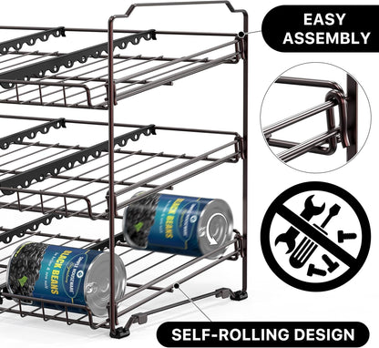 3-Tier Stackable Can Organizer Rack Hold 36 Cans, Chrome