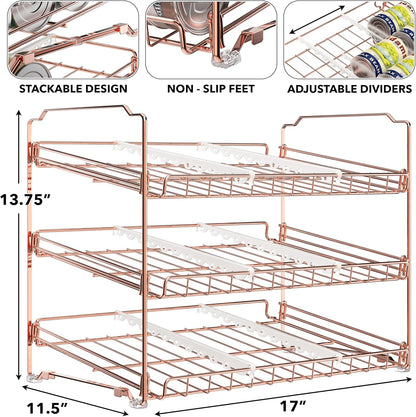 3-Tier Stackable Can Organizer Rack Hold 36 Cans, Chrome
