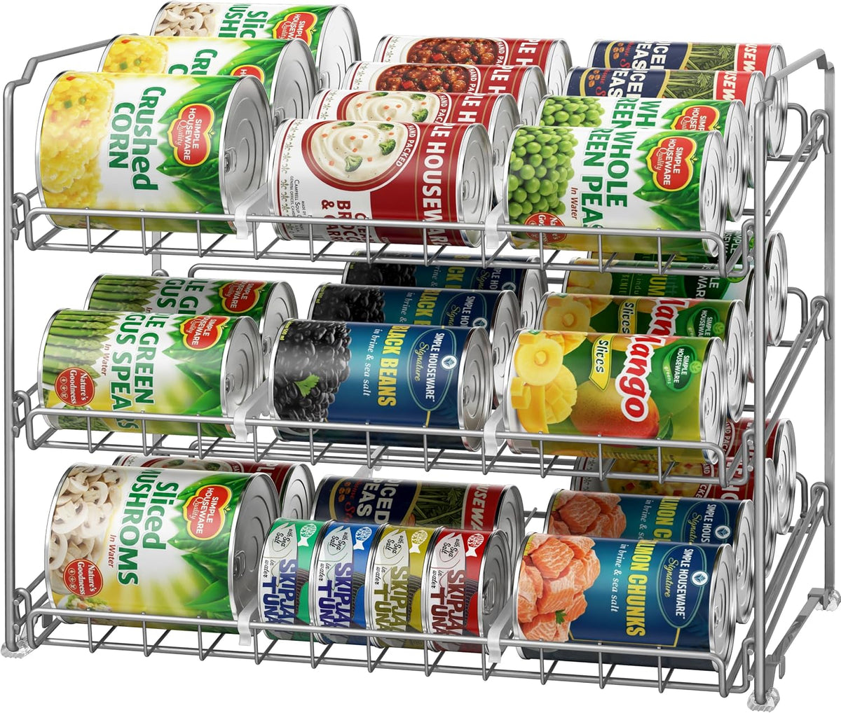 3-Tier Stackable Can Organizer Rack Hold 36 Cans, Chrome
