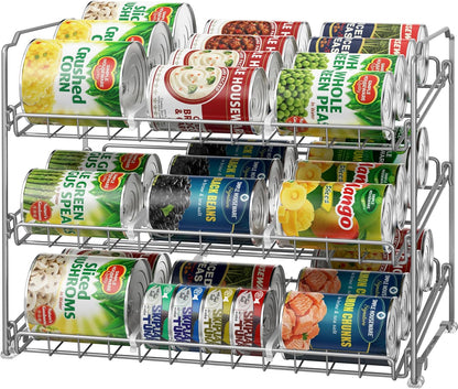 3-Tier Stackable Can Organizer Rack Hold 36 Cans, Chrome