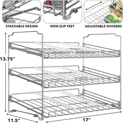 3-Tier Stackable Can Organizer Rack Hold 36 Cans, Chrome