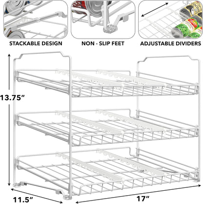 3-Tier Stackable Can Organizer Rack Hold 36 Cans, Chrome