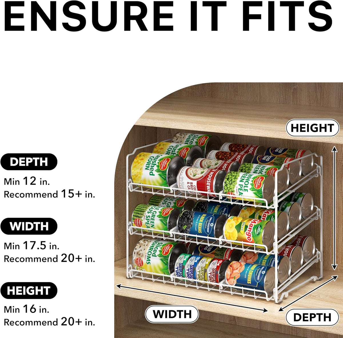 3-Tier Stackable Can Organizer Rack Hold 36 Cans, Chrome