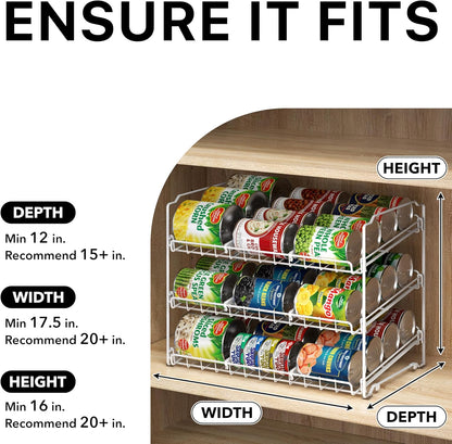 3-Tier Stackable Can Organizer Rack Hold 36 Cans, Chrome