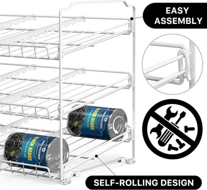 3-Tier Stackable Can Organizer Rack Hold 36 Cans, Chrome