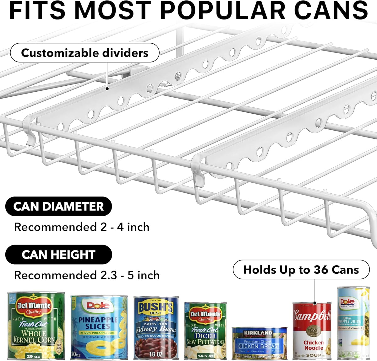 3-Tier Stackable Can Organizer Rack Hold 36 Cans, Chrome