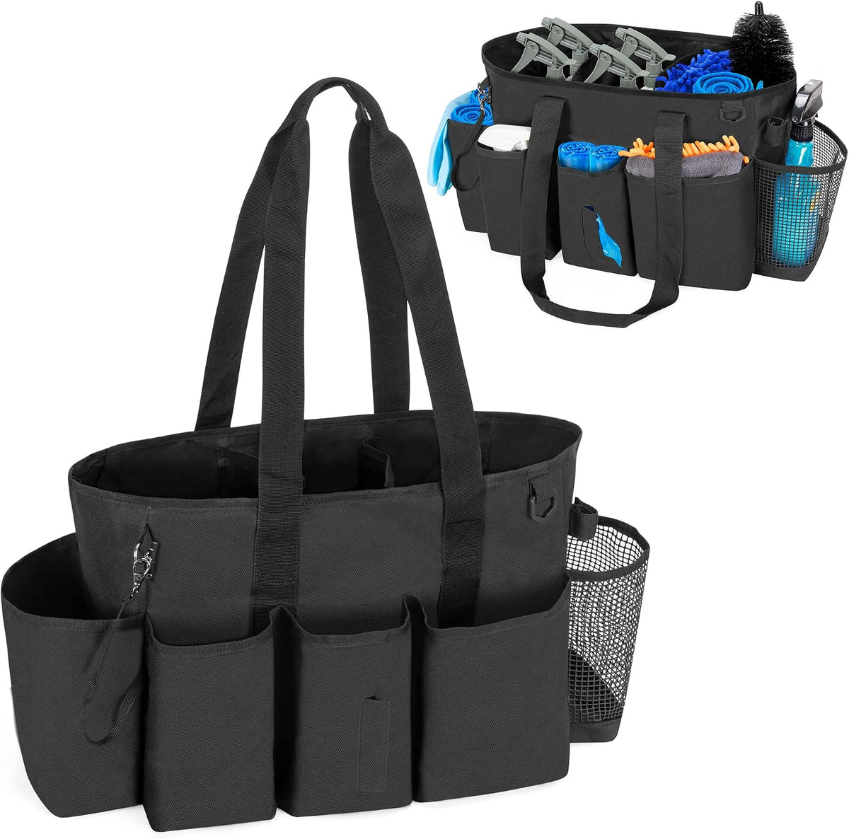 LoDrid Professional Cleaning Tote Caddy for Cleaning Supply, Totem | Cleaning Bag Organizer with Dividers and Handle Strap for Housekeepers Work, Bag Only