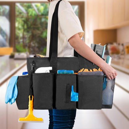 LoDrid Professional Cleaning Tote Caddy for Cleaning Supply, Totem | Cleaning Bag Organizer with Dividers and Handle Strap for Housekeepers Work, Bag Only