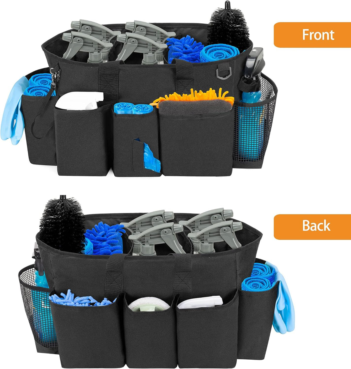 LoDrid Professional Cleaning Tote Caddy for Cleaning Supply, Totem | Cleaning Bag Organizer with Dividers and Handle Strap for Housekeepers Work, Bag Only