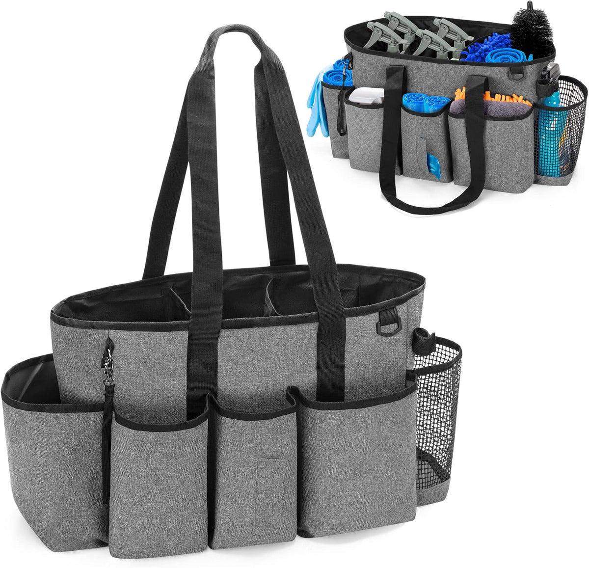 LoDrid Professional Cleaning Tote Caddy for Cleaning Supply, Totem | Cleaning Bag Organizer with Dividers and Handle Strap for Housekeepers Work, Bag Only