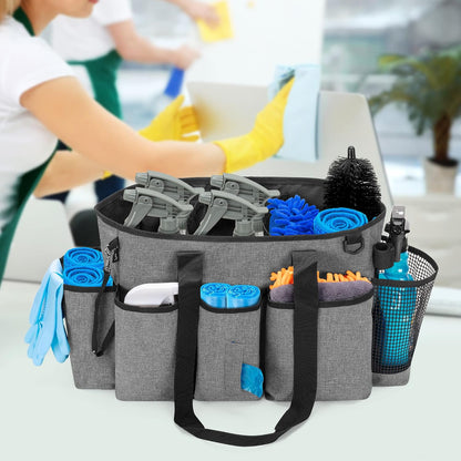LoDrid Professional Cleaning Tote Caddy for Cleaning Supply, Totem | Cleaning Bag Organizer with Dividers and Handle Strap for Housekeepers Work, Bag Only
