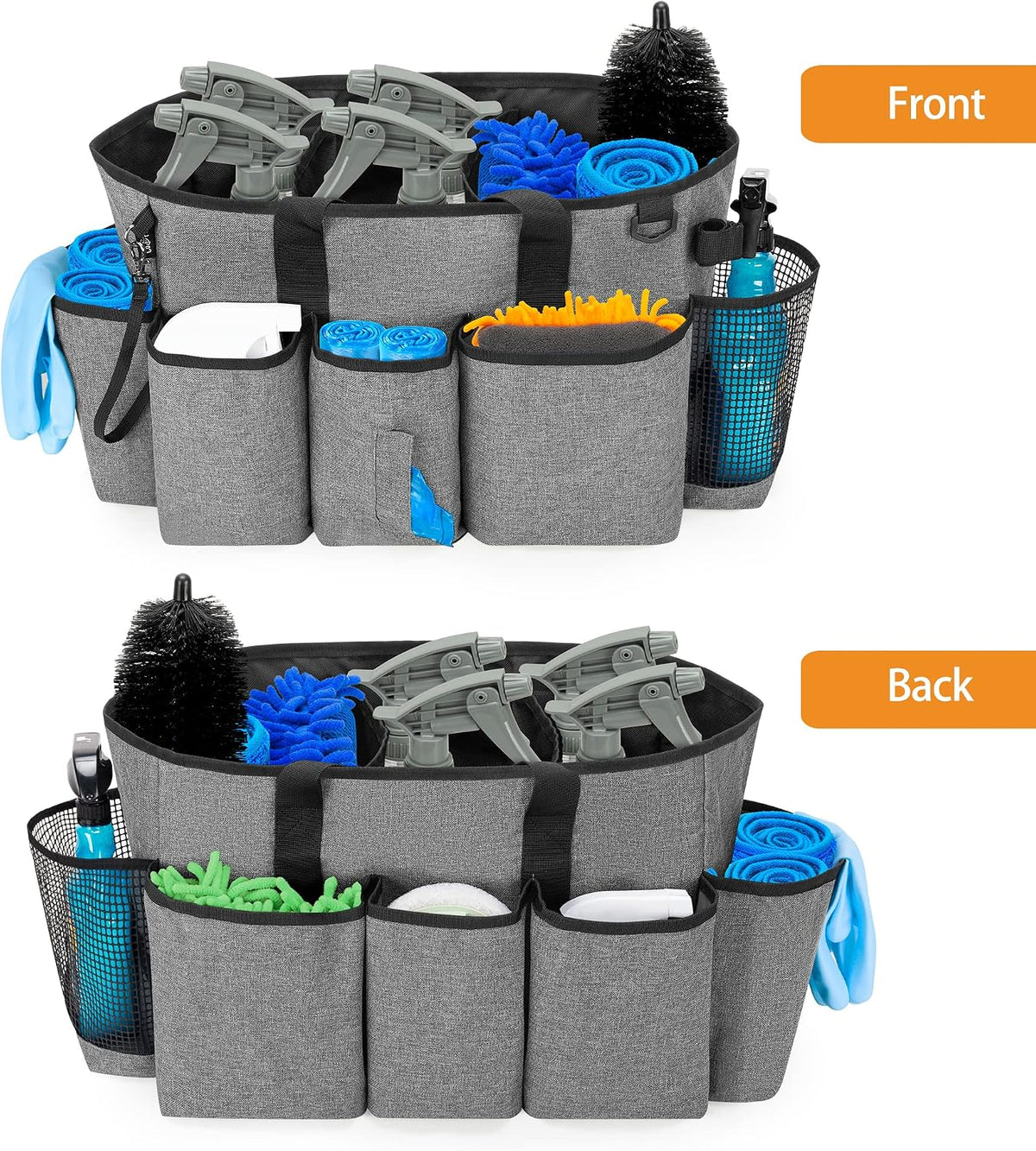 LoDrid Professional Cleaning Tote Caddy for Cleaning Supply, Totem | Cleaning Bag Organizer with Dividers and Handle Strap for Housekeepers Work, Bag Only