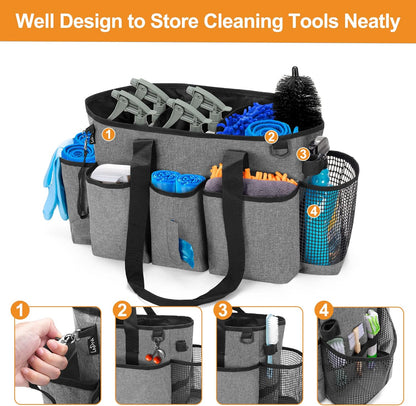 LoDrid Professional Cleaning Tote Caddy for Cleaning Supply, Totem | Cleaning Bag Organizer with Dividers and Handle Strap for Housekeepers Work, Bag Only