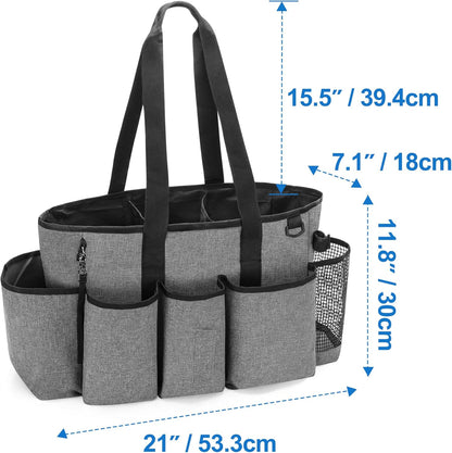 LoDrid Professional Cleaning Tote Caddy for Cleaning Supply, Totem | Cleaning Bag Organizer with Dividers and Handle Strap for Housekeepers Work, Bag Only