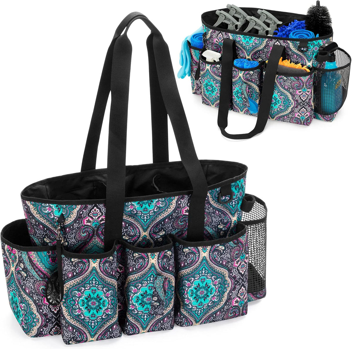 LoDrid Professional Cleaning Tote Caddy for Cleaning Supply, Totem | Cleaning Bag Organizer with Dividers and Handle Strap for Housekeepers Work, Bag Only