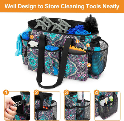 LoDrid Professional Cleaning Tote Caddy for Cleaning Supply, Totem | Cleaning Bag Organizer with Dividers and Handle Strap for Housekeepers Work, Bag Only
