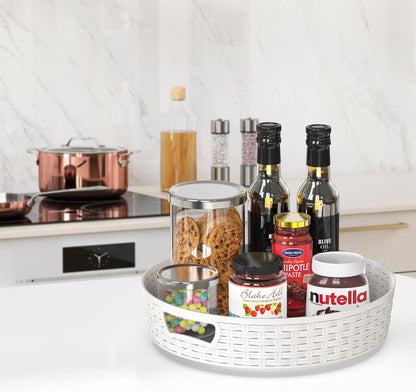 12-Inch Multifunctional Non-Skid Storage Lazy Susan, White