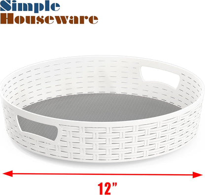12-Inch Multifunctional Non-Skid Storage Lazy Susan, White