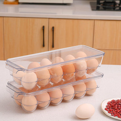 2 Pack Egg Holder for Refrigerator, Plastic Egg Storage Container, Fridge Egg Organizer, Clear Refrigerator Organizer Bins with Lids, Stackable Tray Holds 12 Eggs