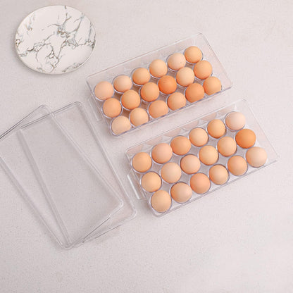 2 Pack Egg Holder for Refrigerator, Plastic Egg Storage Container, Fridge Egg Organizer, Clear Refrigerator Organizer Bins with Lids, Stackable Tray Holds 12 Eggs